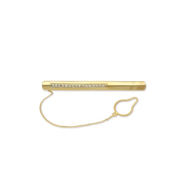 Spinka do krawata z żółtego złota z cyrkonią