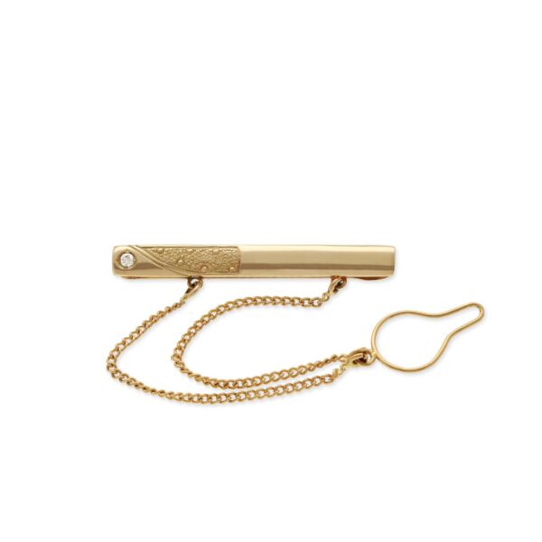 Spinka do krawata z żółtego złota z cyrkonią