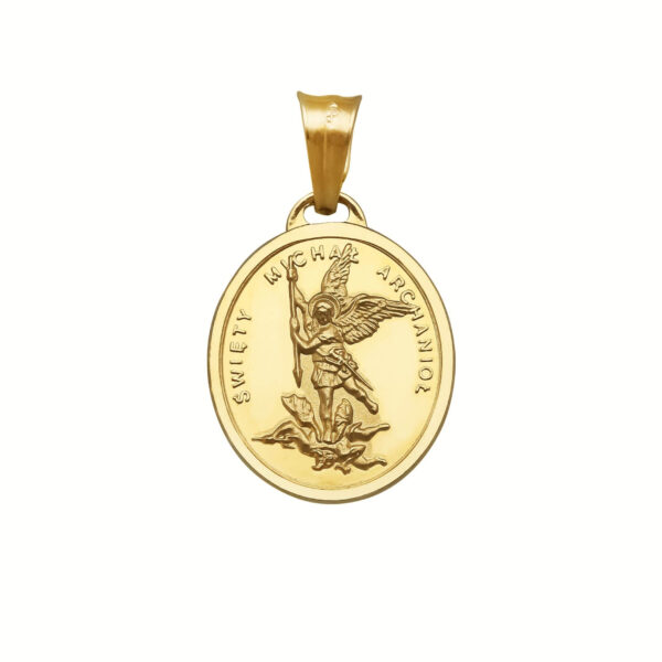 Medalik z żółtego złota z motywem religijnym