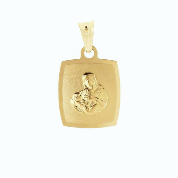 Medalik z żółtego złota z motywem religijnym