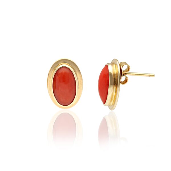 Kolczyki z żółtego złota z koralem naturalnym