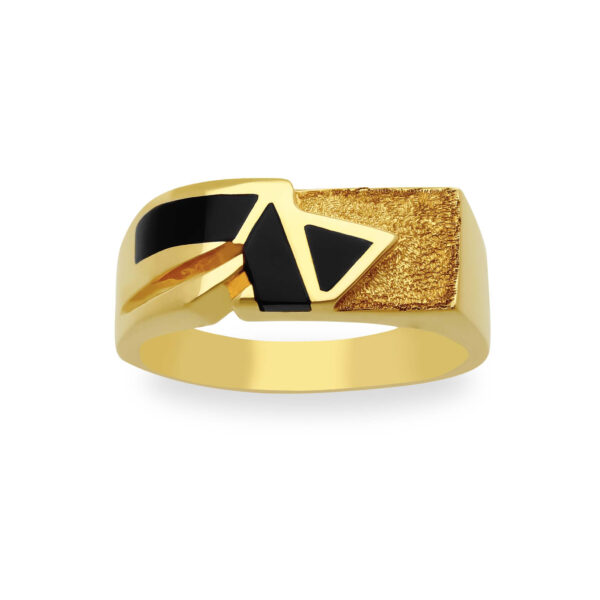 Sygnet z żółtego złota z onyksem