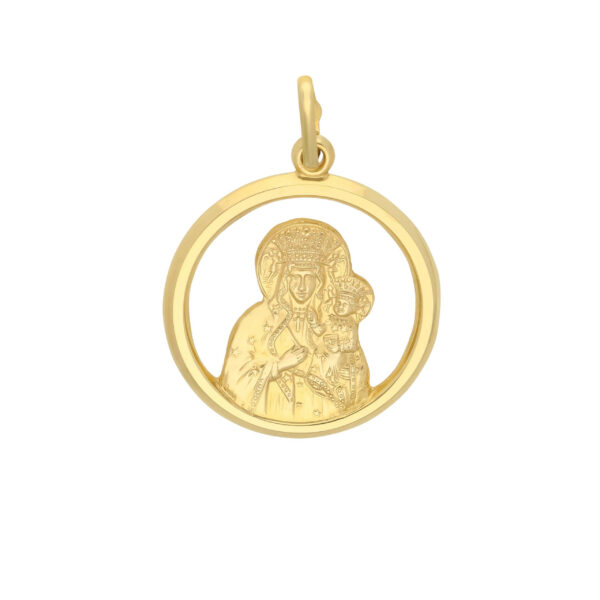 Medalik z żółtego złota z motywem religijnym