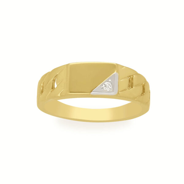 Sygnet z żółtego i białego złota z cyrkonią