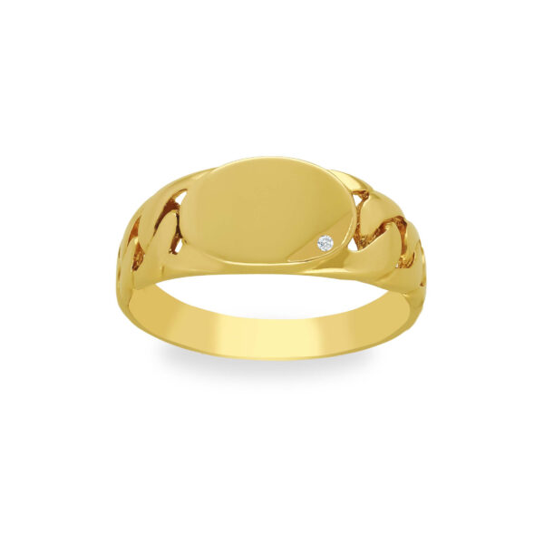 Sygnet z żółtego złota z cyrkonią