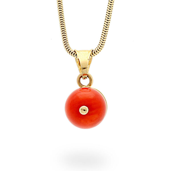Zawieszka z żółtego złota z koralem naturalnym
