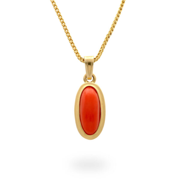 Zawieszka z żółtego złota z koralem naturalnym