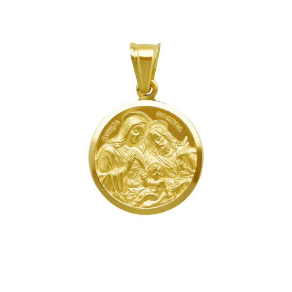 Medalik z żółtego złota z motywem religijnym