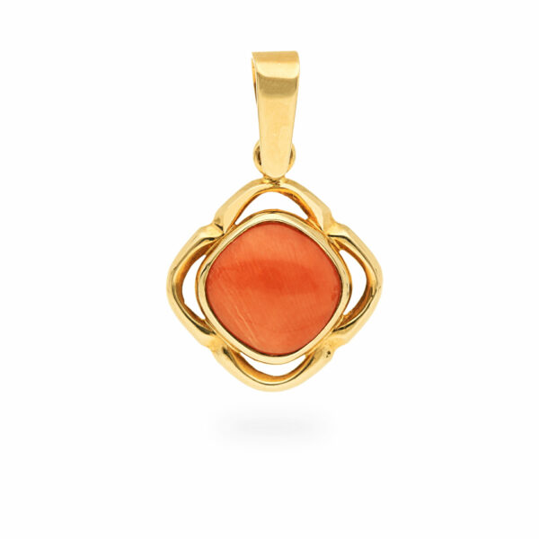 Zawieszka z żółtego złota z koralem naturalnym