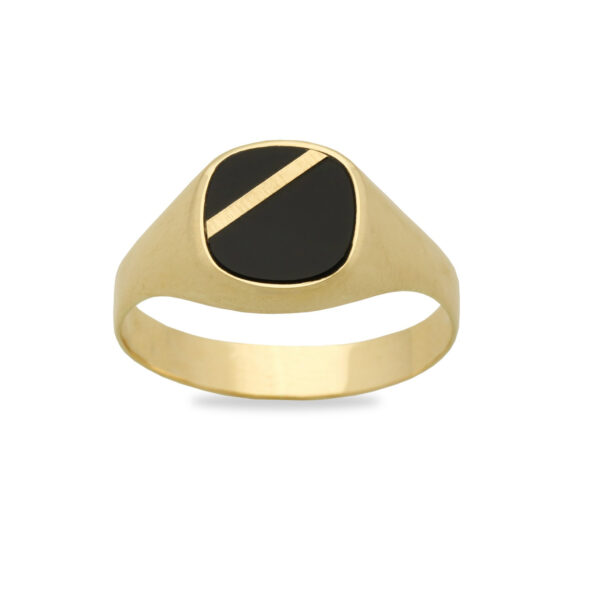 Sygnet z żółtego złota z onyksem