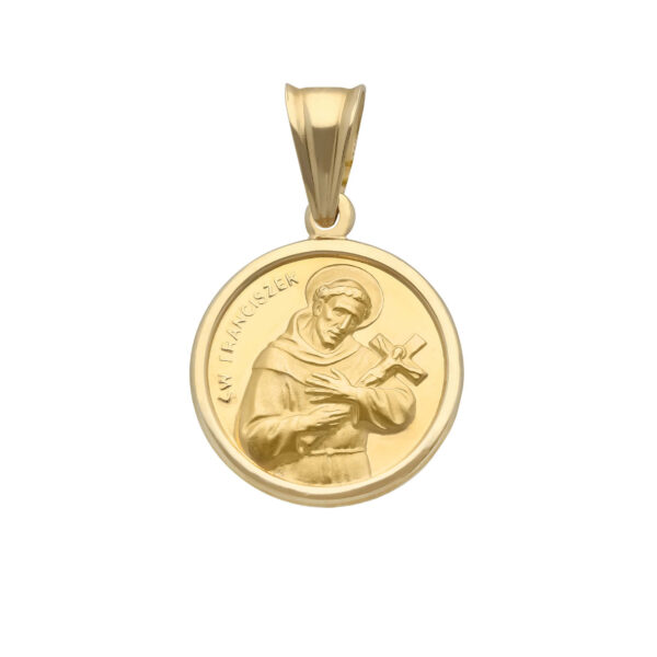 Medalik z żółtego złota z motywem religijnym