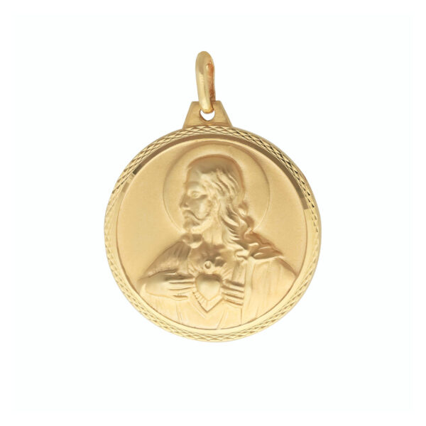 Medalik z żółtego złota z motywem religijnym