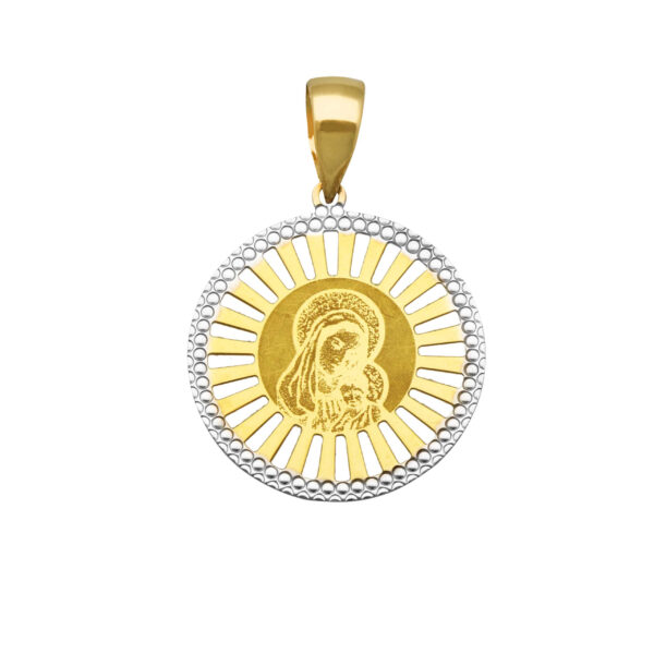 Medalik z żółtego złota z motywem religijnym