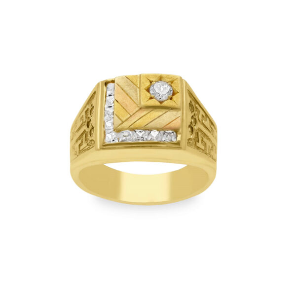 Sygnet z żółtego złota z cyrkonią