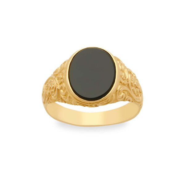 Sygnet z żółtego złota z onyksem