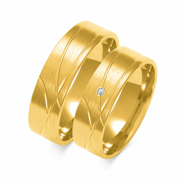 Obrączki z żółtego złota z brylantem i cyrkonią