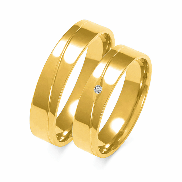 Obrączki z żółtego złota z brylantem i cyrkonią