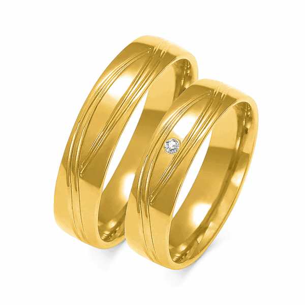 Obrączki z żółtego złota z brylantem i cyrkonią
