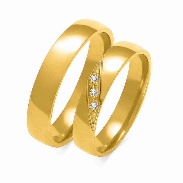 Obrączki z żółtego złota z brylantem i cyrkonią
