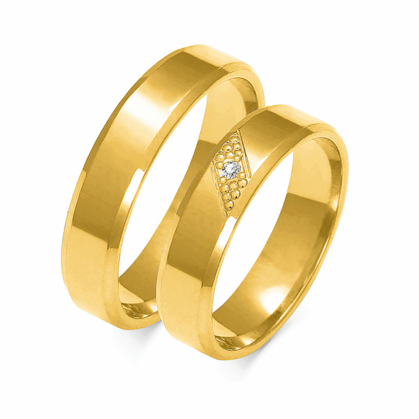 Obrączki z żółtego złota z brylantem i cyrkonią