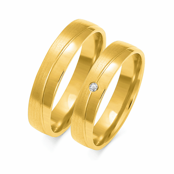 Obrączki z żółtego złota z brylantem i cyrkonią