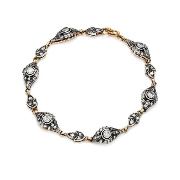 Bransoletka ze złota i srebra z palladem z cyrkonią