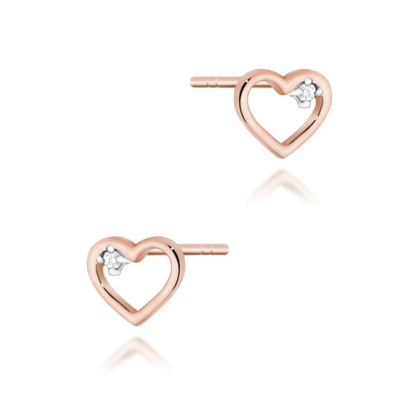 kolczyki różowe złoto z brylantem