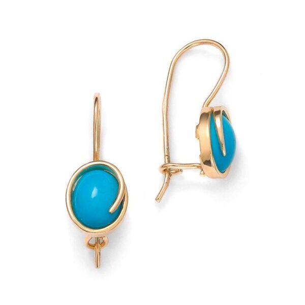 Kolczyki z żółtego złota z turkusem naturalnym
