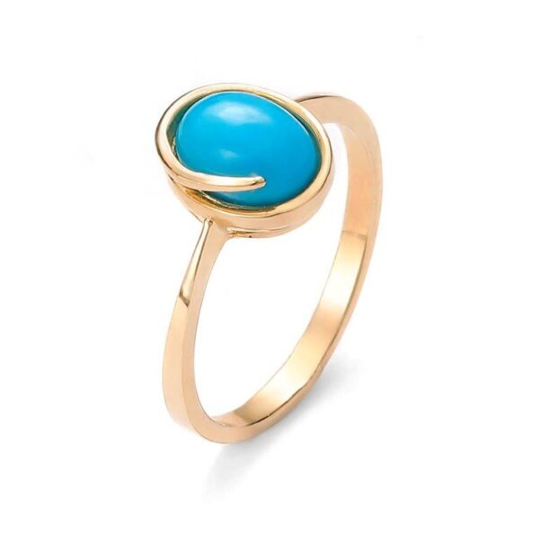 Pierścionek z żółtego złota z turkusem