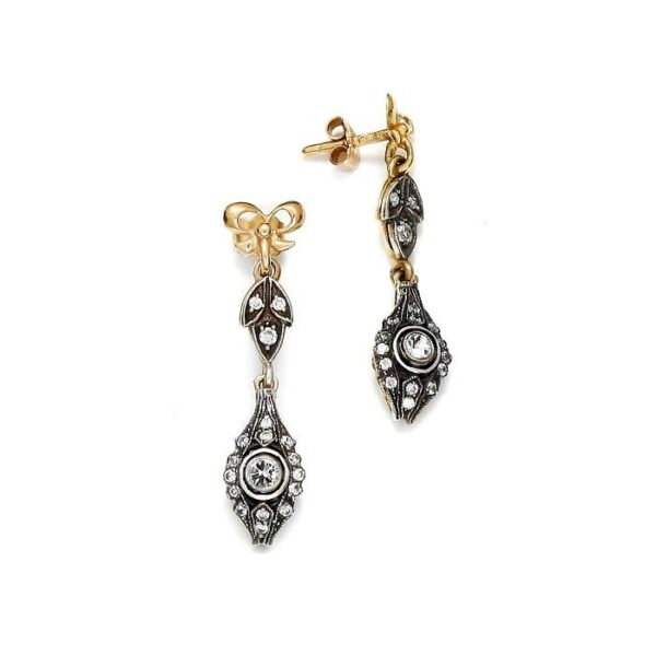 Kolczyki z żółtego złota i srebra z palladem z cyrkonią