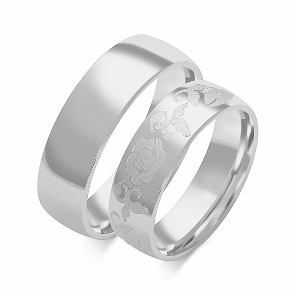 Obrączki z białego złota z cyrkoniami i brylantem