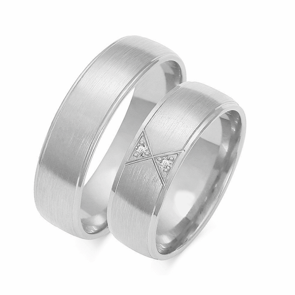 Obrączki z białego złota z cyrkoniami i brylantem