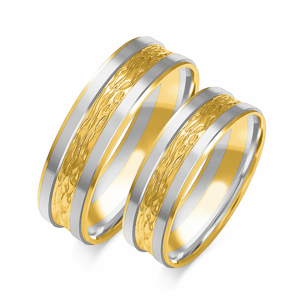 Obrączki z wielobarwnego złota z cyrkoniami i brylantem