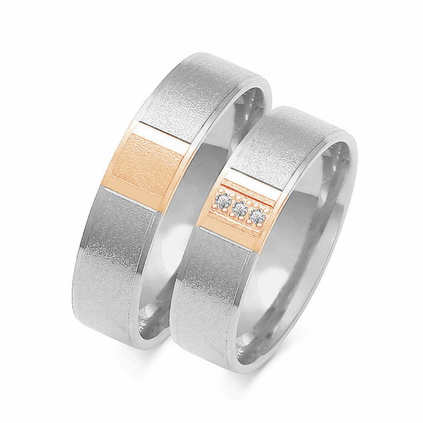 Obrączki z wielobarwnego złota z cyrkoniami i brylantem