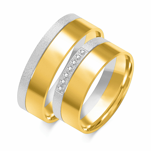 Obrączki z wielobarwnego złota z cyrkoniami i brylantem