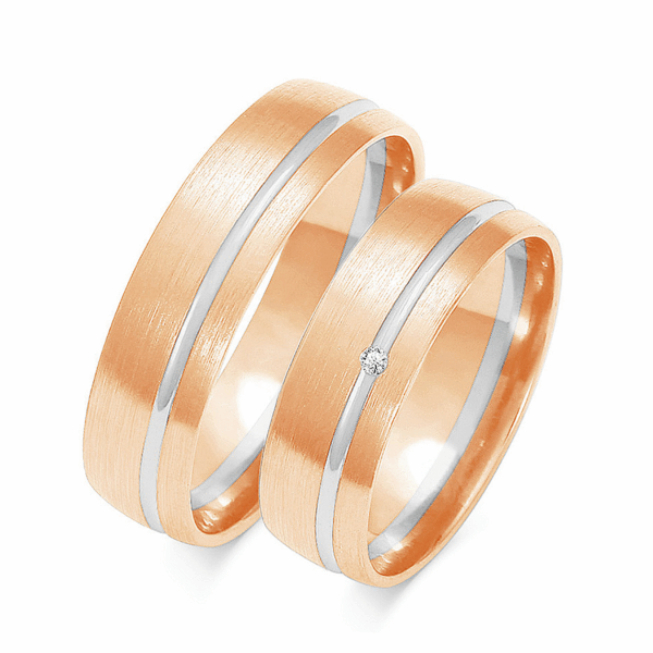 Obrączki z wielobarwnego złota z cyrkoniami i brylantem