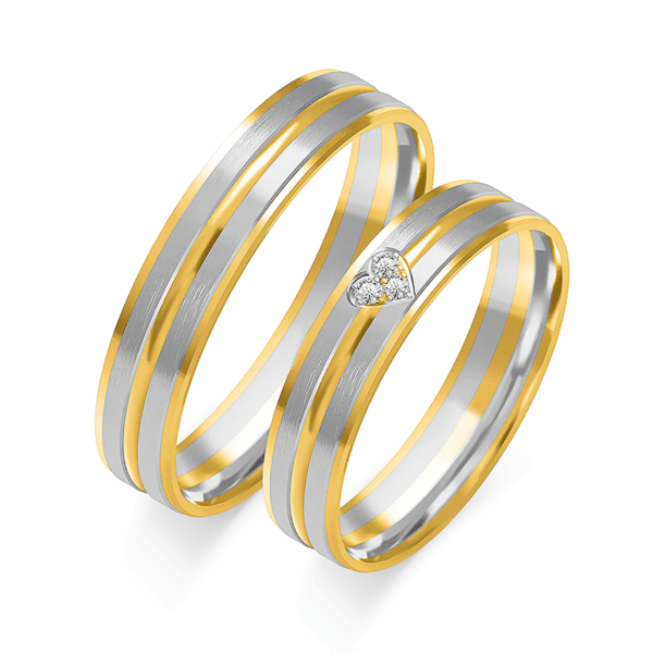 Obrączki z wielobarwnego złota z cyrkoniami i brylantem