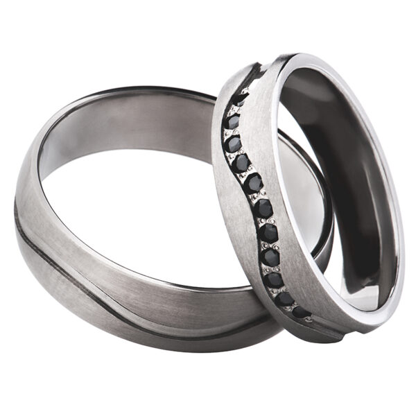 Obrączki z tytanu z brylantem