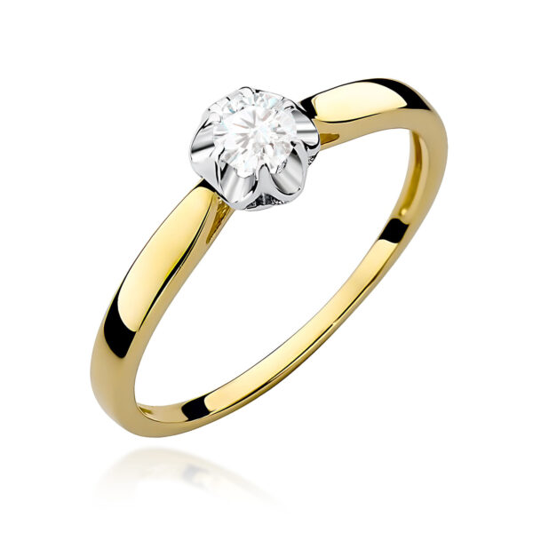 pierścionek żółte złoto z brylantem