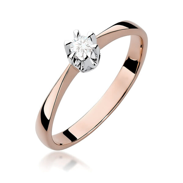 pierścionek różowe złoto z brylantem