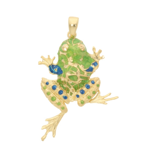 Zawieszka ze złota i emalii w kształcie żaby