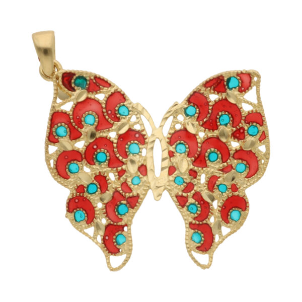 Zawieszka ze złota i emalii w kształcie motyla