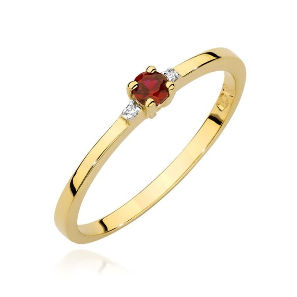 Pierścionek z żółtego złota z rubinem