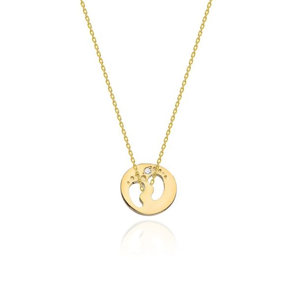 Naszyjnik celebrytka z żółtego złota z brylantem