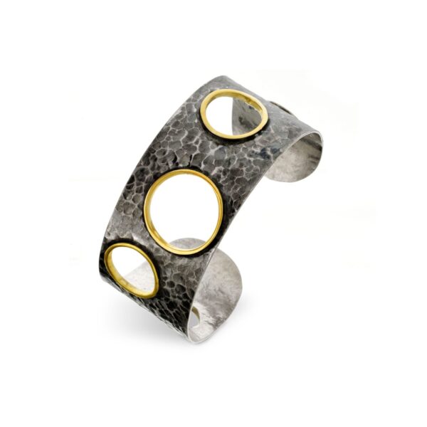Bransoletka ze srebra oksydowanego i pozłacanego