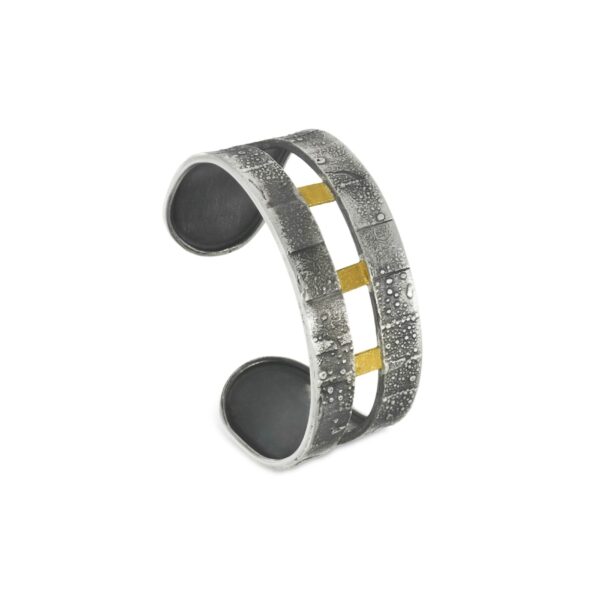 Bransoletka ze srebra oksydowanego i pozłacanego