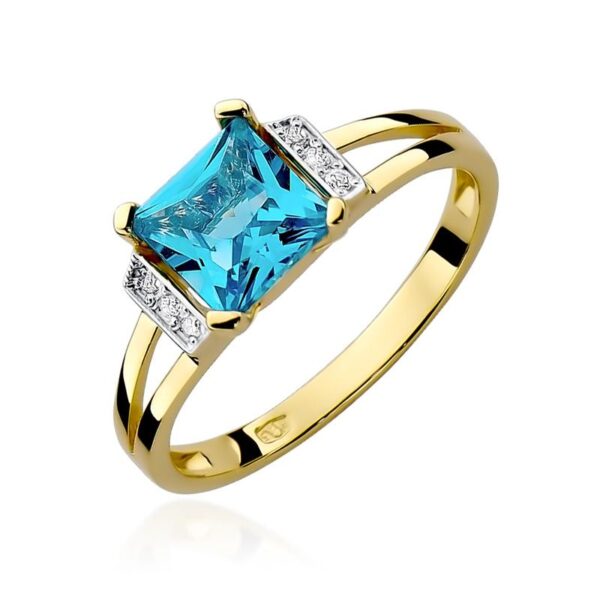 Pierścionek z żółtego złota z topazem