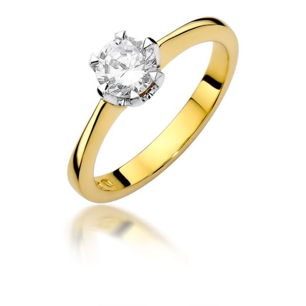 Pierścionek z żółtego złota z brylantem