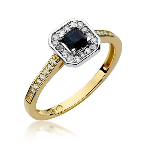 Pierścionek z żółtego złota z szafirem