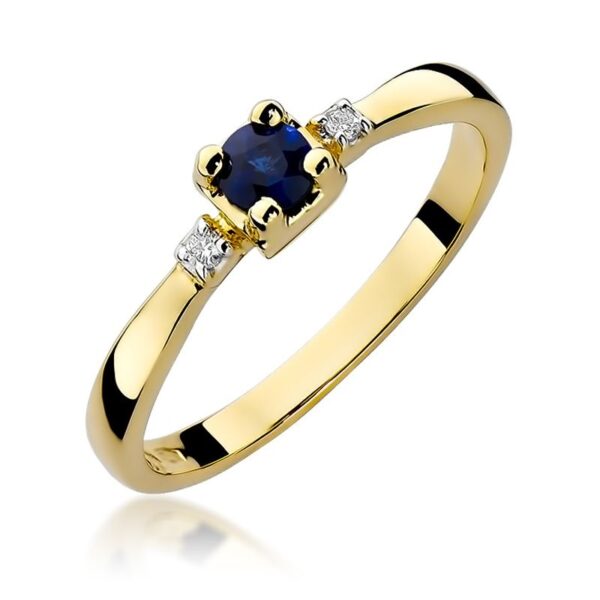 Pierścionek z żółtego złota z szafirem